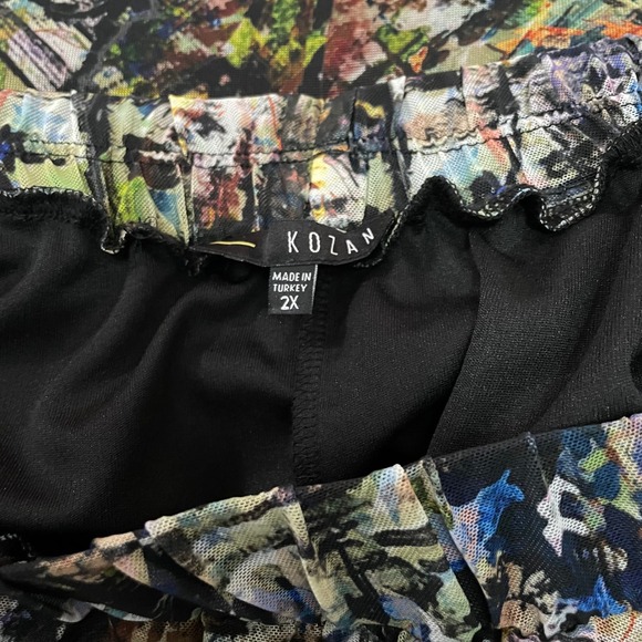 KOZAN Lagenlook Tiered Midi Skirt‎ Women Plus Size 2X Black Multicolor Lined - Picture 3 of 8